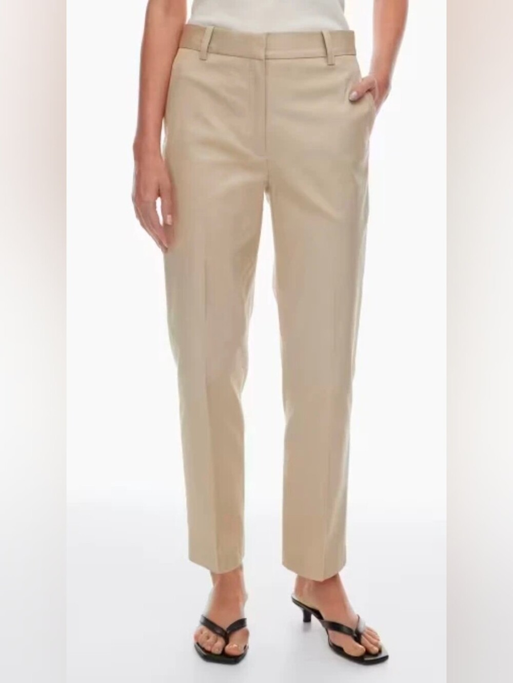 Babaton Aritzia Command Vegan Faux Leather Straight Pants Beige Size 00
